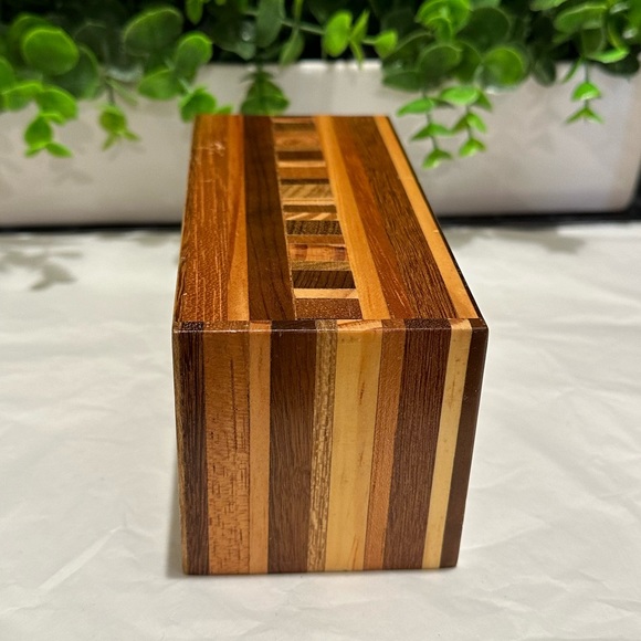 Walnut Solid Wood Jigsaw Storage Cube Set of 3 - Picture 5 of 8